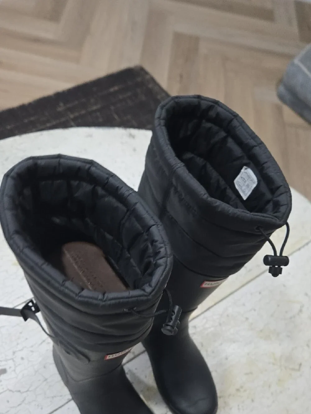 Hunter Boot Original Tall Quilted Cuff boots Black Matte Finish Size 38-7